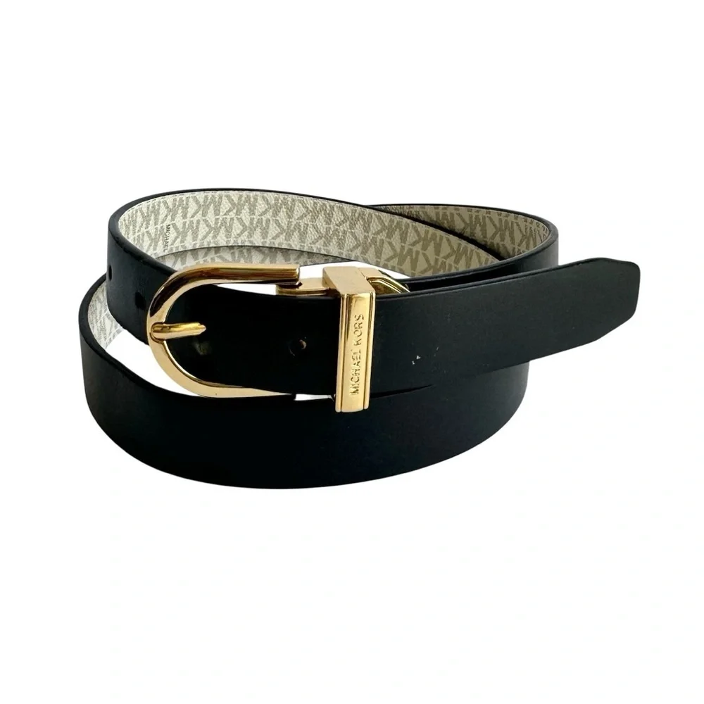 Michael Kors Reversible Belt MK Monogram Canvas Dark‎ Navy Blue Medium / Large